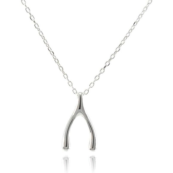 Silver‎ Wishbone Necklace Dainty - Picture 1 of 3